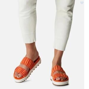 Sorel Roaming Two Strap Vibrant Orange Slide Sandals Size 9.5